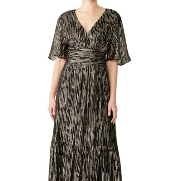 ba&sh Dresses & Skirts - Ba&sh Nixon Metallic Silk Blend Empire Gown size small Black gold- Repaired